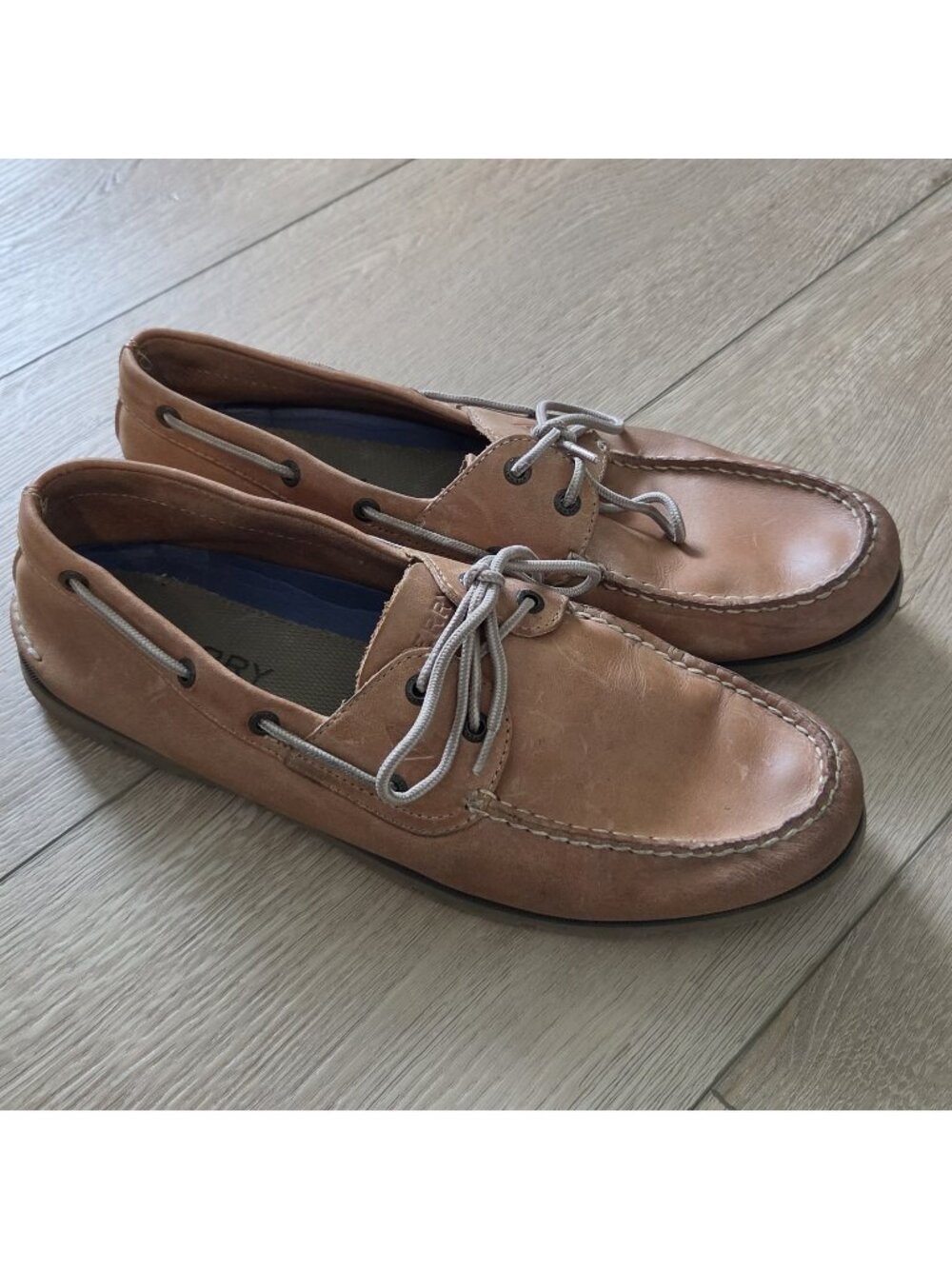 Sperry Top Sider Loafers Sahara 2-Eye Boat Shoes Tan Leather Mens Size 13